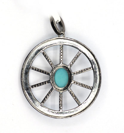 Enamel Round Shaped Diamond Pendant