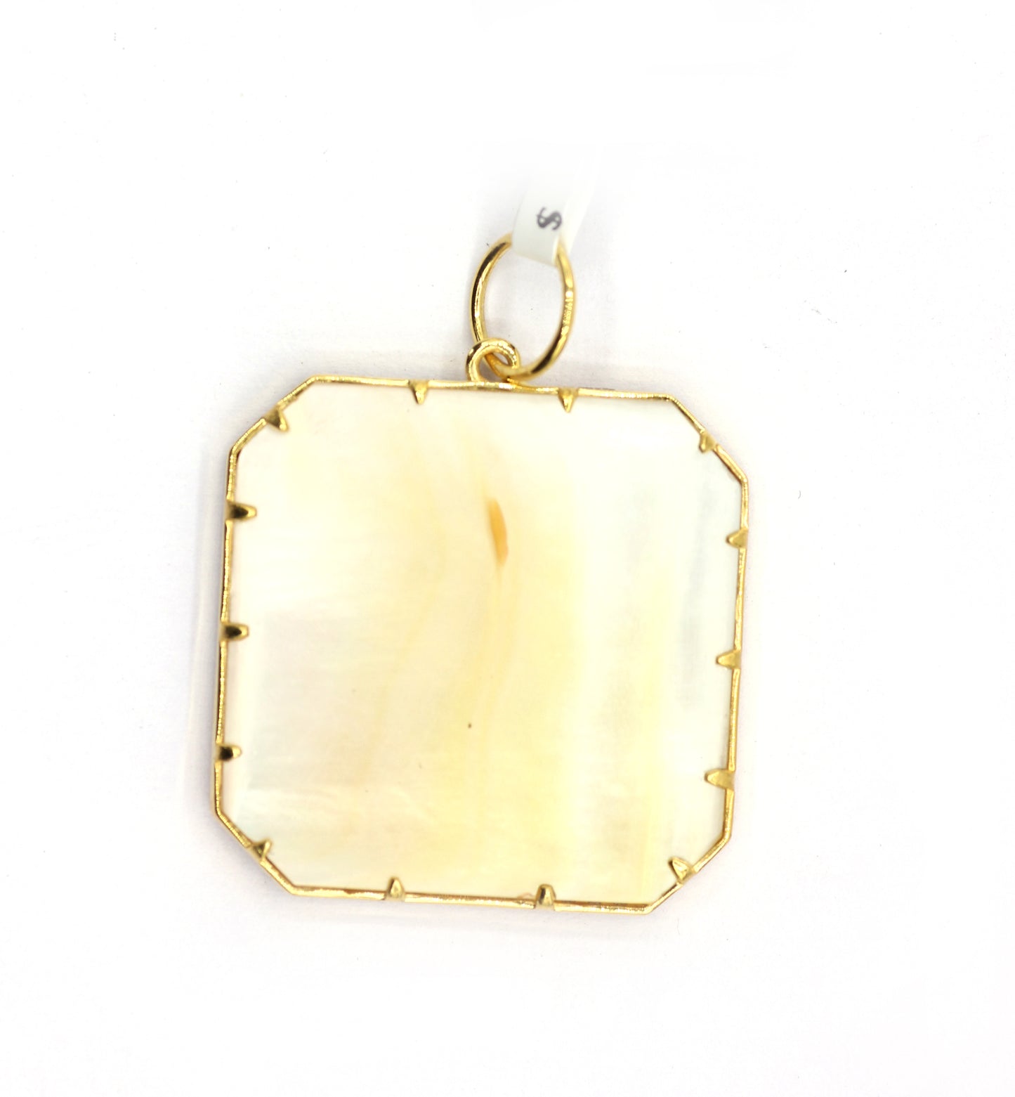 14k Solid Gold Diamond Pendants With Mother of Pearl Stone .