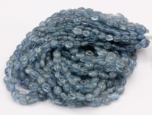 Aquamarine Smooth Oval Bead, Size 6x8 mm