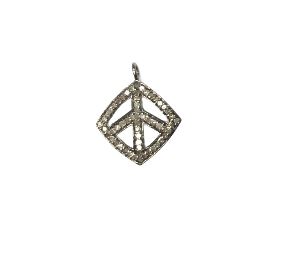 Peace sign Diamond Charm