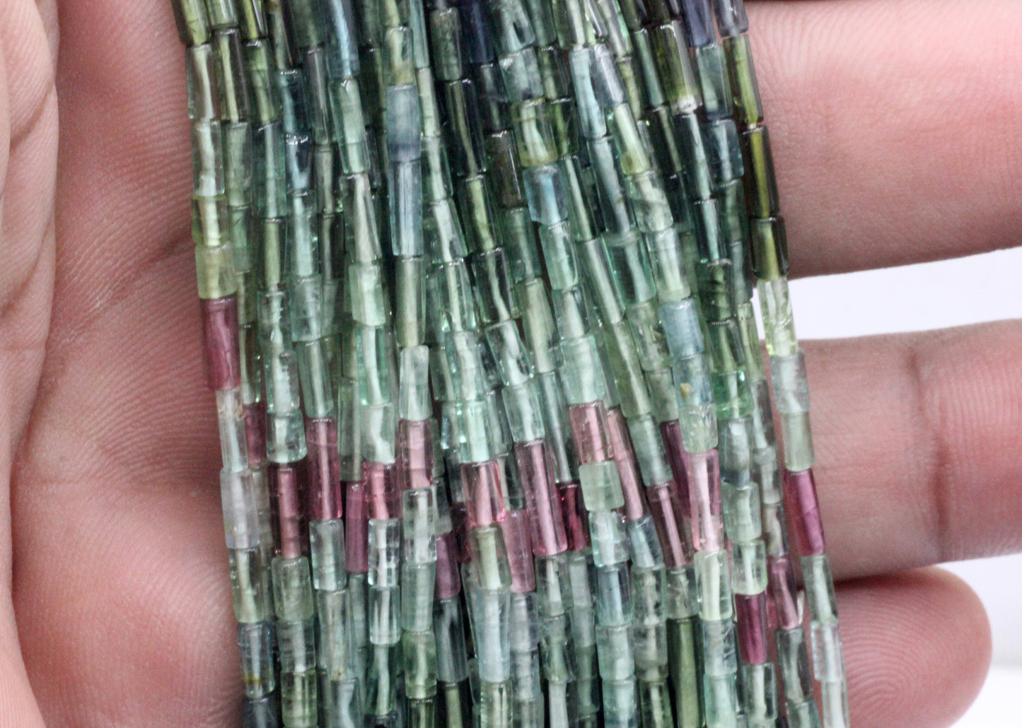 Tourmaline Faceted Tube Beads, Natural Tourmaline Beads