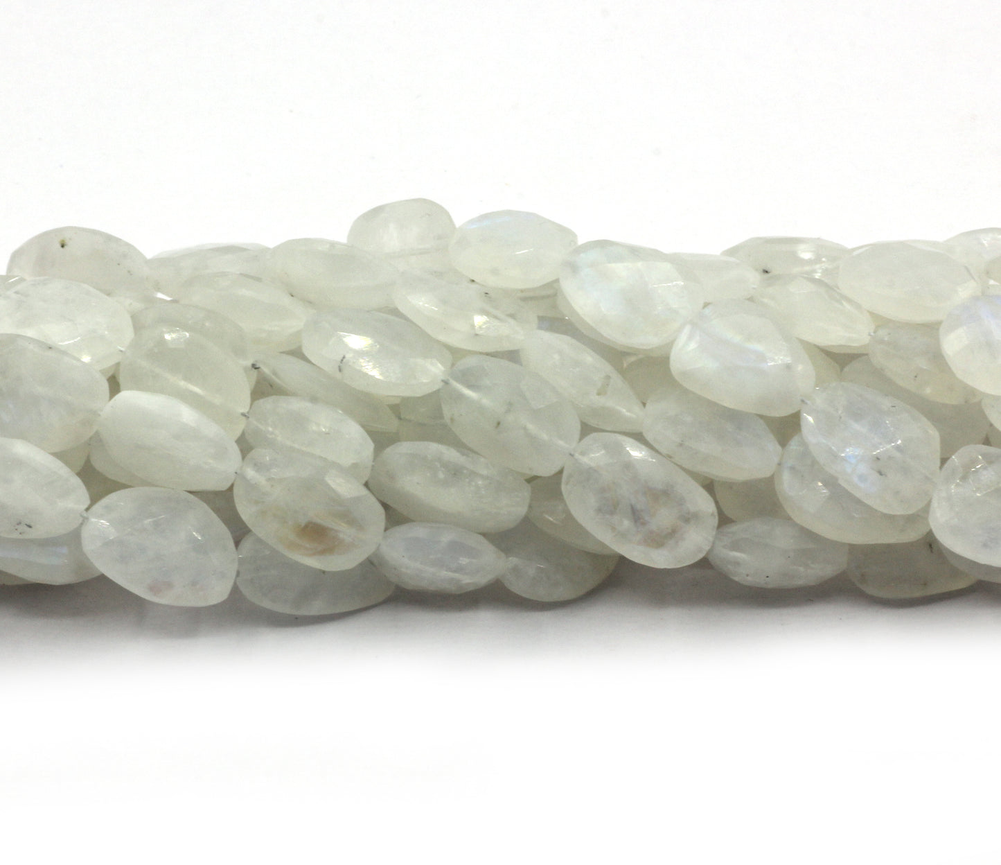 Moonstone, Rainbow Flat Nuggets Faceted Beads, Size 12x9 mm