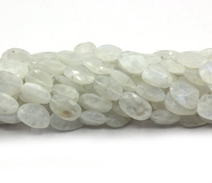 Moonstone, Rainbow Flat Nuggets Faceted Beads, Size 12x9 mm