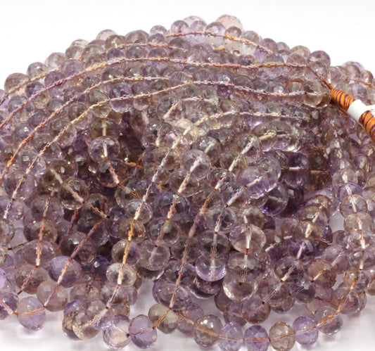 Ametrine Faceted Beads, Size 10 to 11 mm