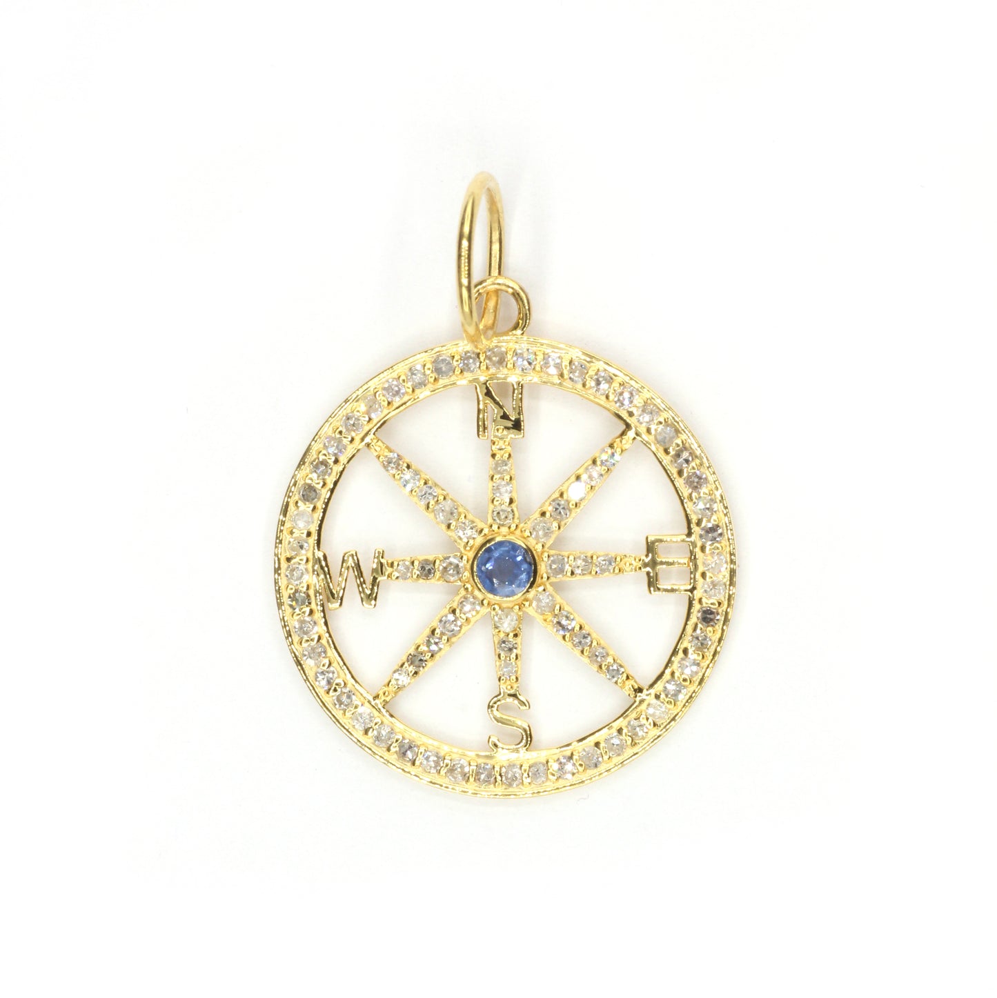 Compass 14k Solid Gold Diamond Pendants.