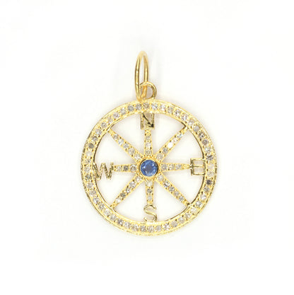 Compass 14k Solid Gold Diamond Pendants.