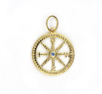 Compass 14k Solid Gold Diamond Pendants.