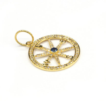 Compass 14k Solid Gold Diamond Pendants.
