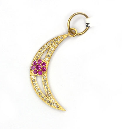 Moon 14k Solid Gold Diamond Pendants.