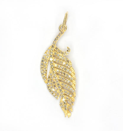 Leaf 14k Solid Gold Diamond Pendants.