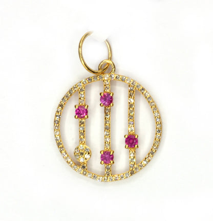 Round 14k Solid Gold Diamond Pendants.