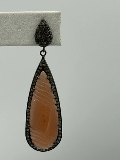 Peach Moonstone Diamond Earring