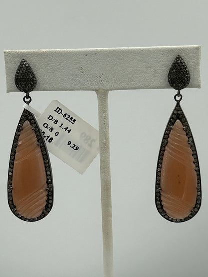 Peach Moonstone Diamond Earring