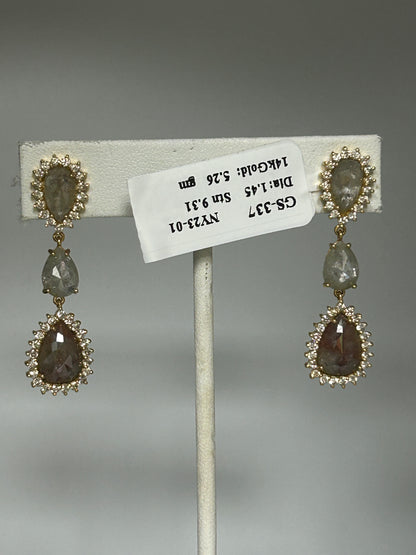14k Solid Gold Diamond Earring