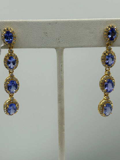 Tanzanite 14k Solid Gold Diamond Earring.14k Solid Gold Diamond Earring..