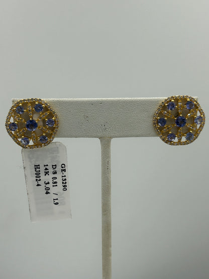 14k Solid Gold Diamond Earring.14k Solid Gold Diamond Earring..