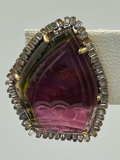 Pink Tourmaline 14k Solid Gold Diamond Earring.14k Solid Gold Diamond Earring..
