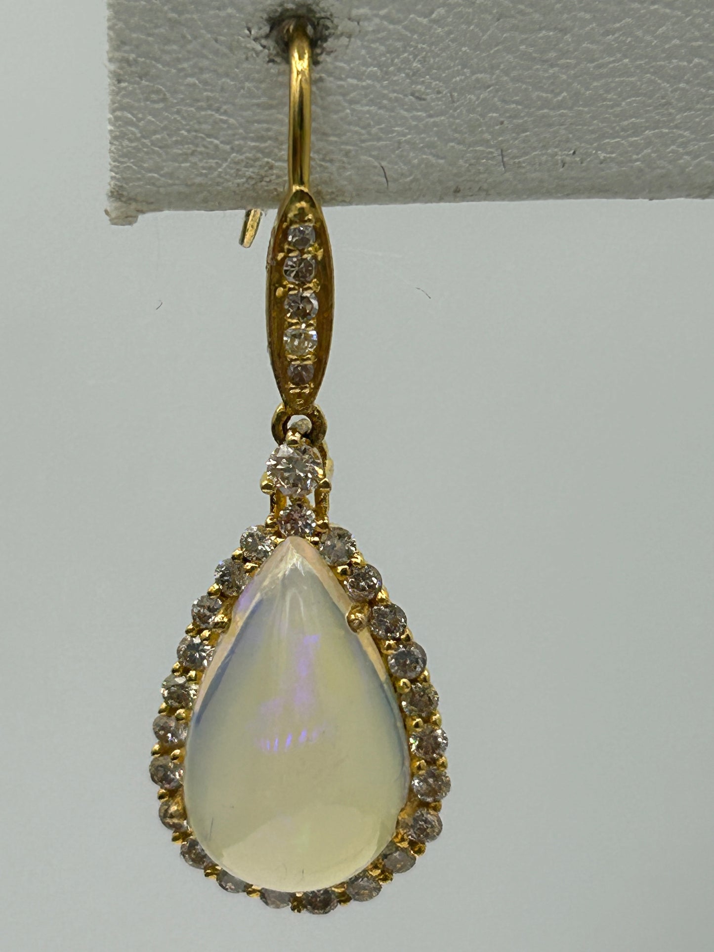 Opal 14k Solid Gold Diamond Earring