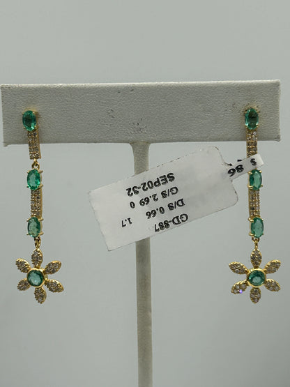 Flower 14k Solid Gold Diamond Earring