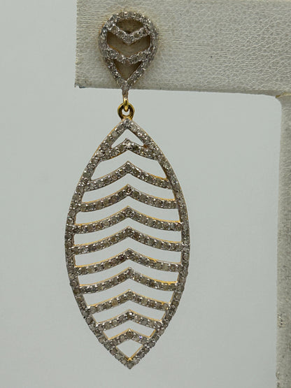 Leaf 14k Solid Gold Diamond Earring