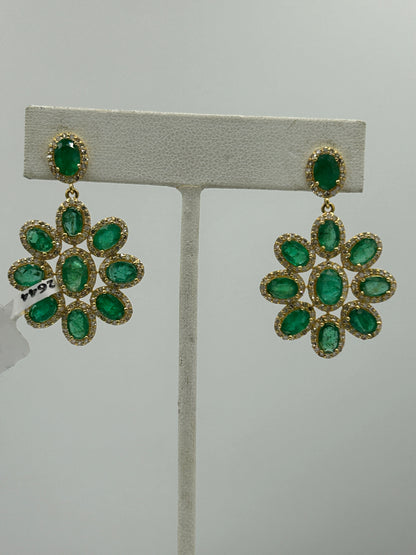 Flower 14k Solid Gold Diamond Earring