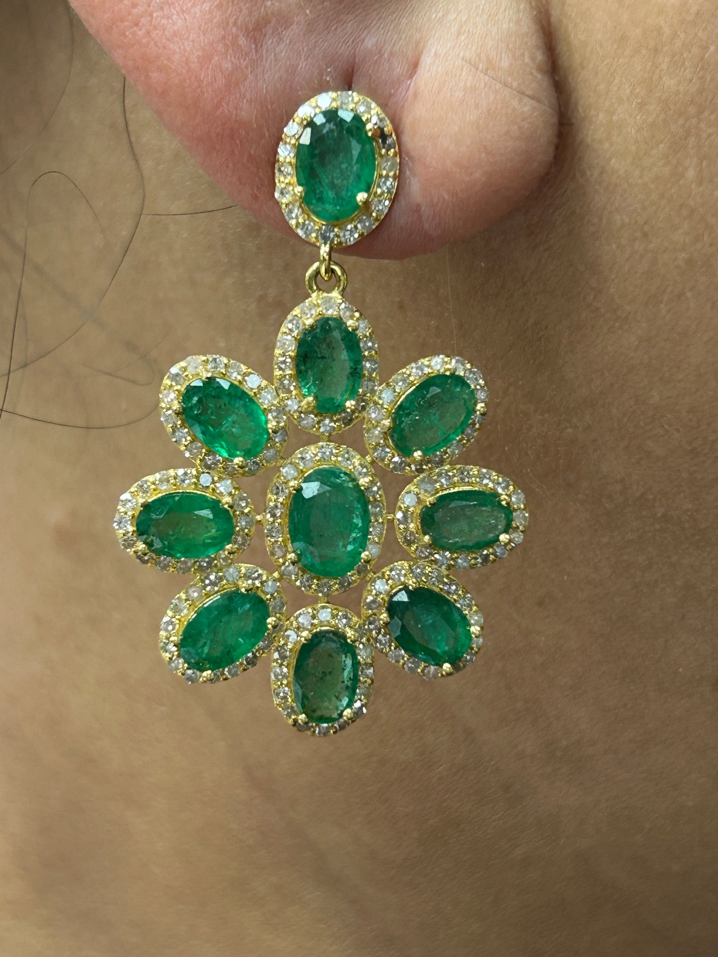 Flower 14k Solid Gold Diamond Earring