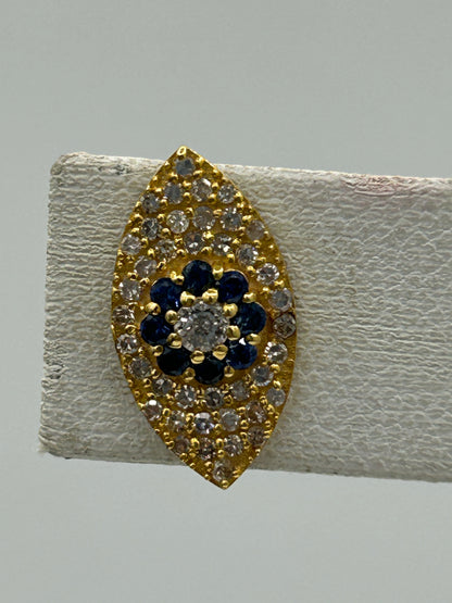 Evil Eye 14k Solid Gold Diamond Stud Earring.14k Solid Gold Diamond Earring..