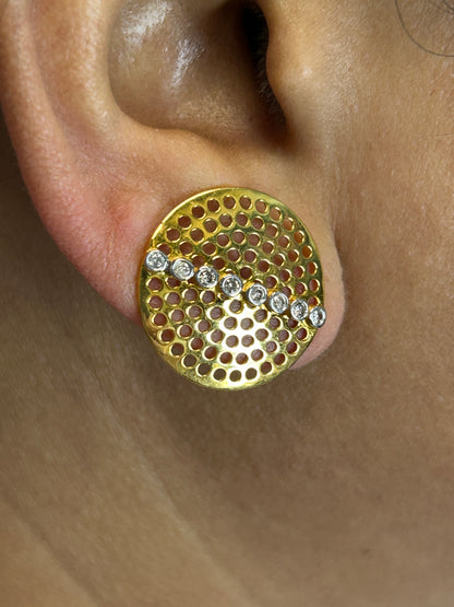 14k Solid Gold Diamond Stud Earring