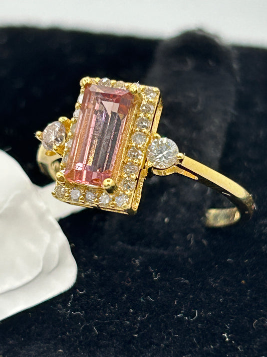 Rectangle Shape 14k Solid Gold Diamond Rings