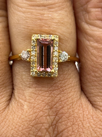 Rectangle Shape 14k Solid Gold Diamond Rings