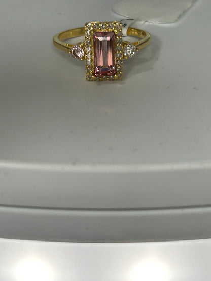 Rectangle Shape 14k Solid Gold Diamond Rings
