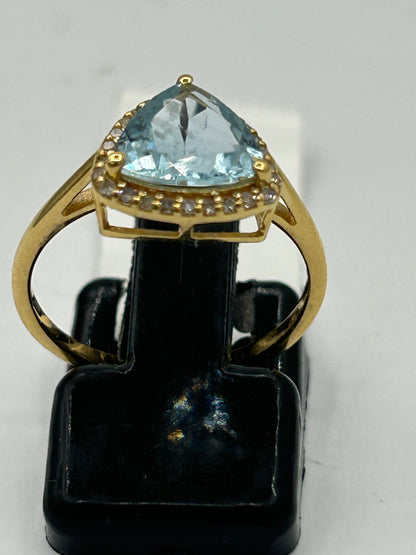 Aqua 14k Solid Gold Diamond Rings..