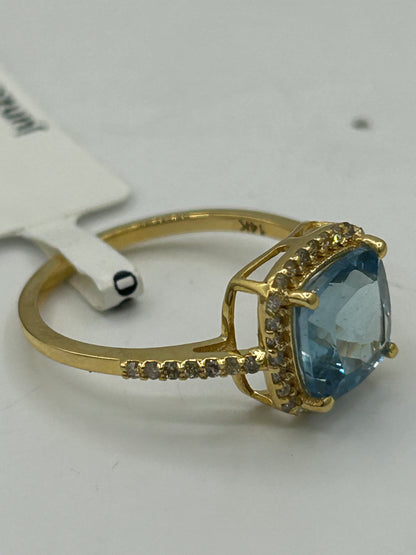 Aqua 14k Solid Gold Diamond Rings..