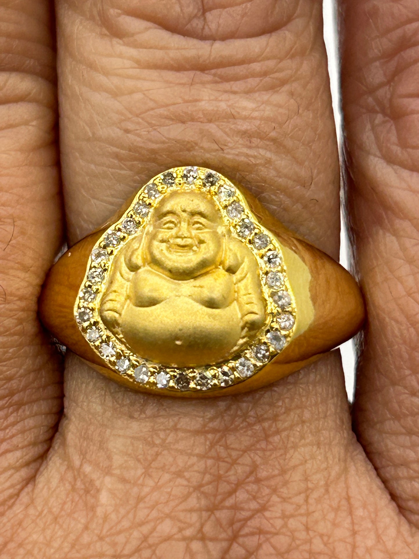 Laughing Buddha 14k Solid Gold Diamond Rings..