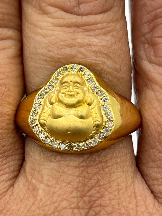 Laughing Buddha 14k Solid Gold Diamond Rings..