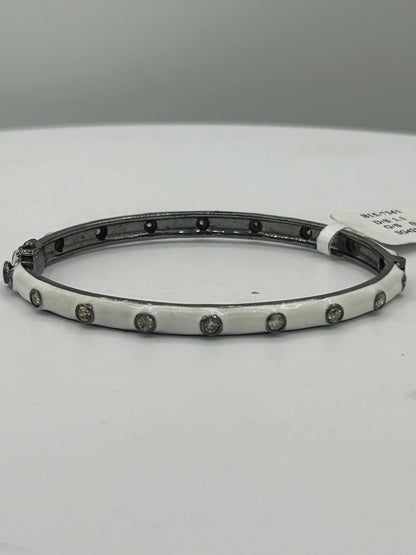 Blue and White Enamel Diamond Bangle