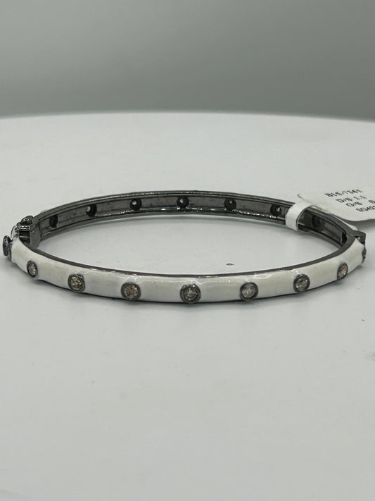 Blue and White Enamel Diamond Bangle