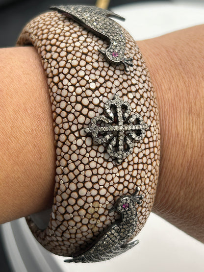 Leather Diamond Bangle