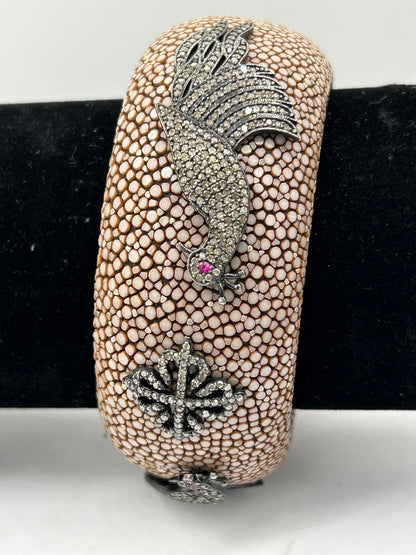 Leather Diamond Bangle