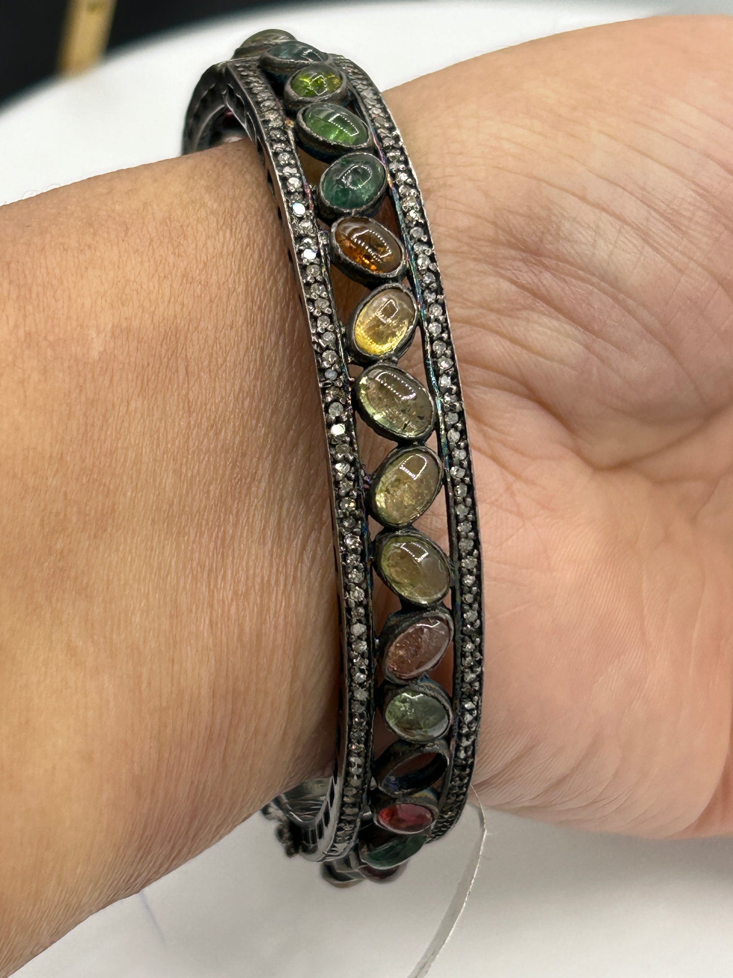 Tourmaline Diamond Bangle
