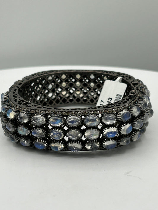 Rainbow Moonstone Diamond Bangle
