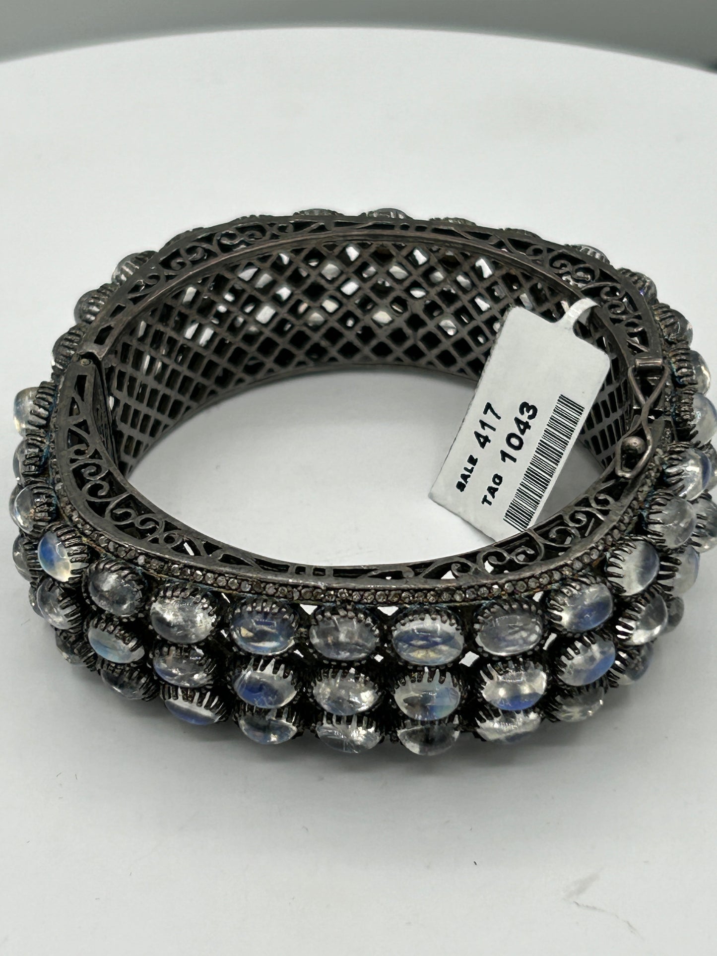 Rainbow Moonstone Diamond Bangle