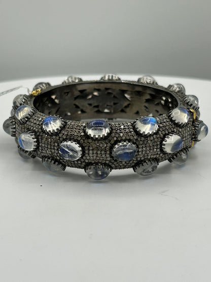 Rainbow Moonstone Diamond Bangle
