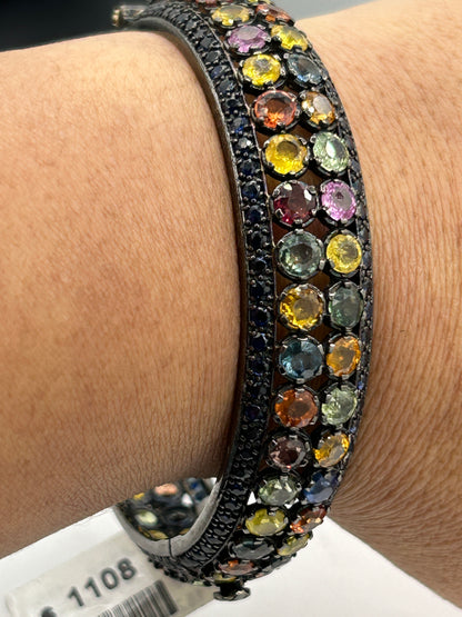 Multi Sapphire Diamond Bangle