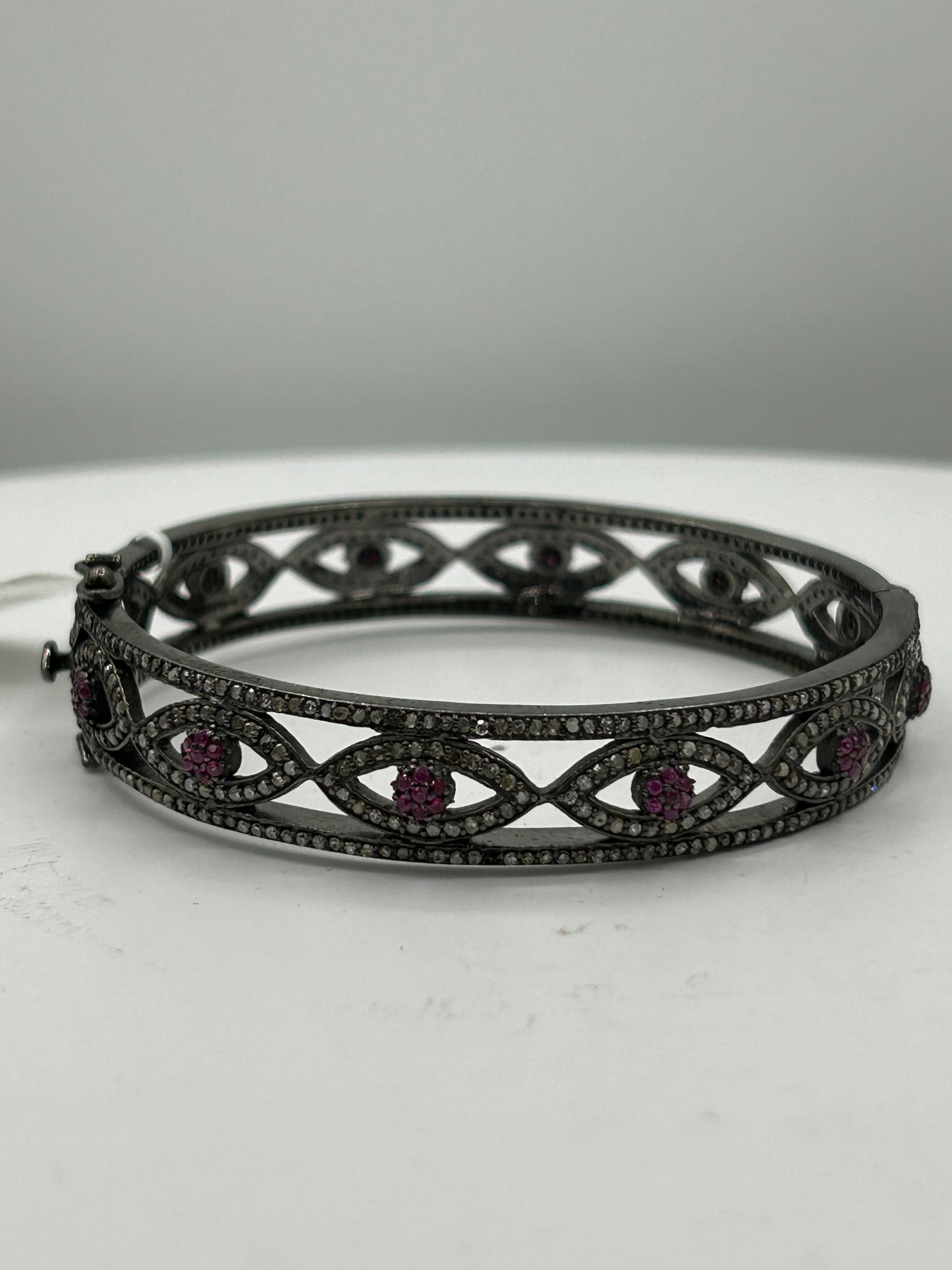 Ruby Evil Eye  Diamond Bangle