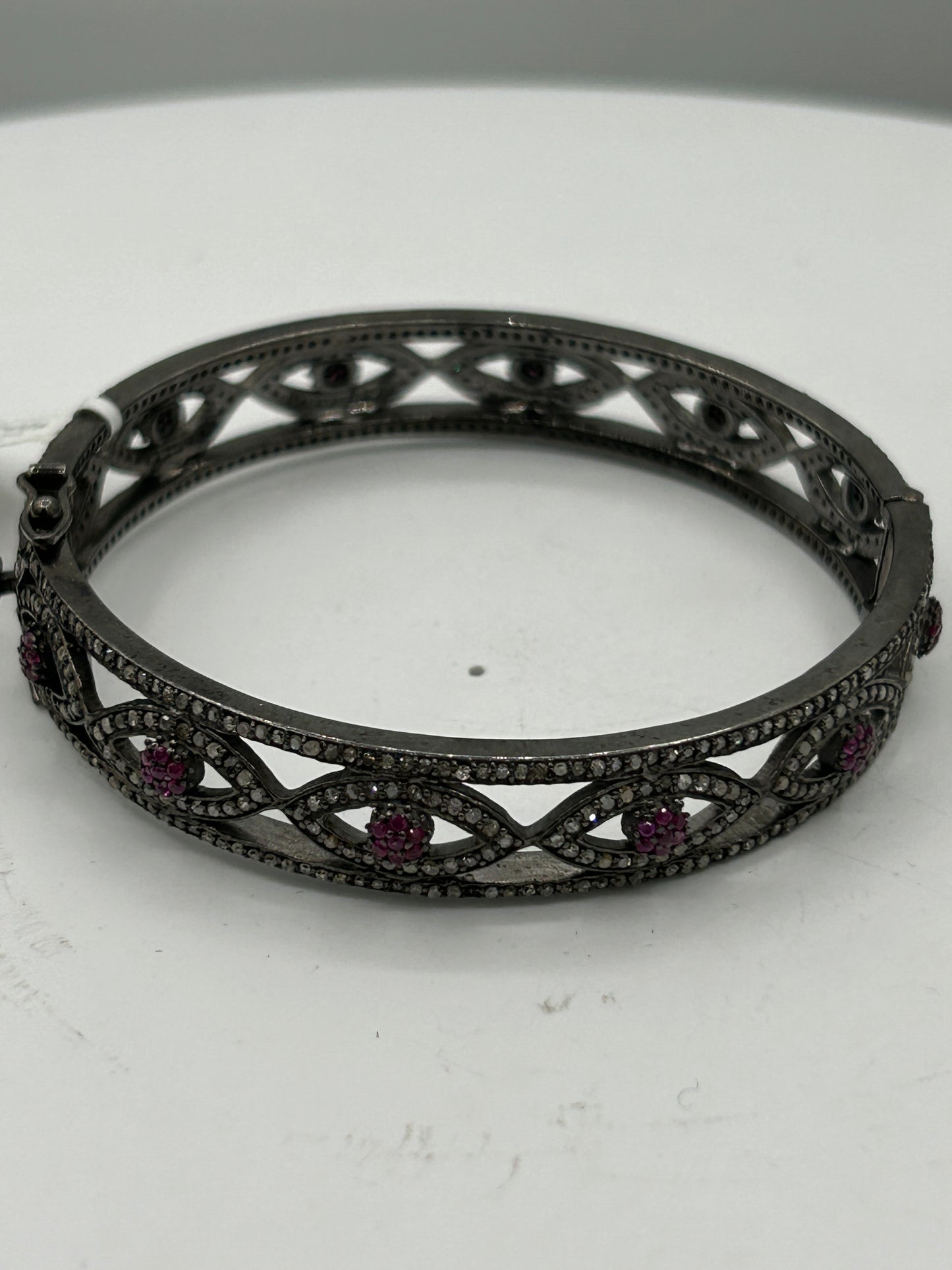 Ruby Evil Eye  Diamond Bangle