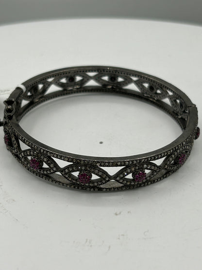 Ruby Evil Eye  Diamond Bangle