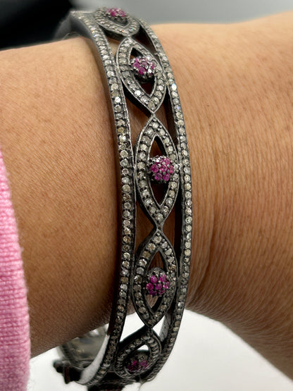 Ruby Evil Eye  Diamond Bangle