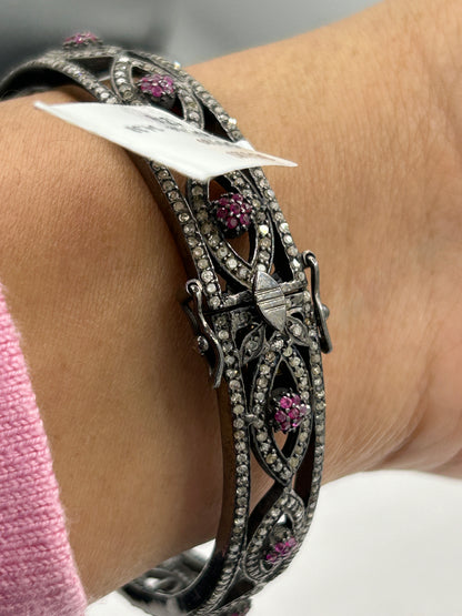 Ruby Evil Eye  Diamond Bangle