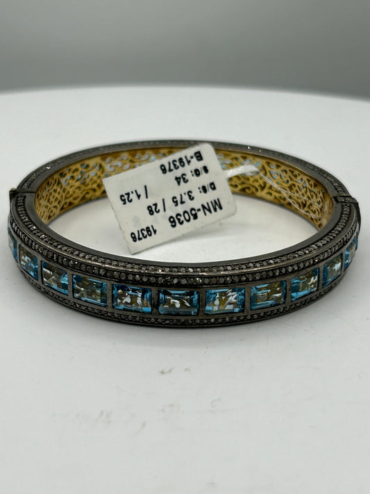 Blue Topaz Diamond Bangle